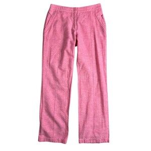 Betelgeuse Mid-Rise Linen Blend Straight Leg Pants  Women's P  Pink Chambray